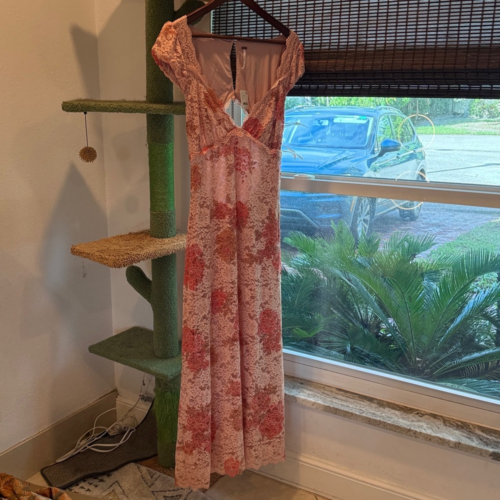 Free People Floral Lace Pink Dress
